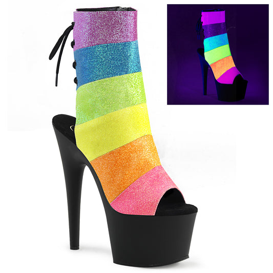 Pleaser Bottines pour femmes ADORE-1018RBG Rainbow Multi Glitter / Blk