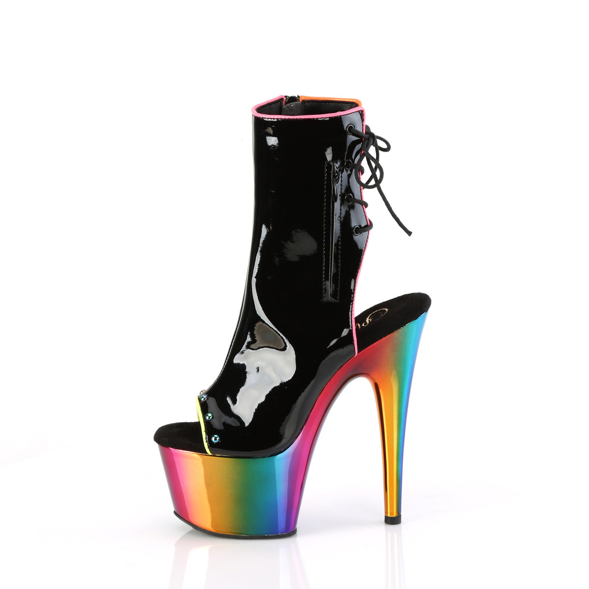 Pleaser ADORE-1018RC-02 Blk Pat/Rainbow Chrome