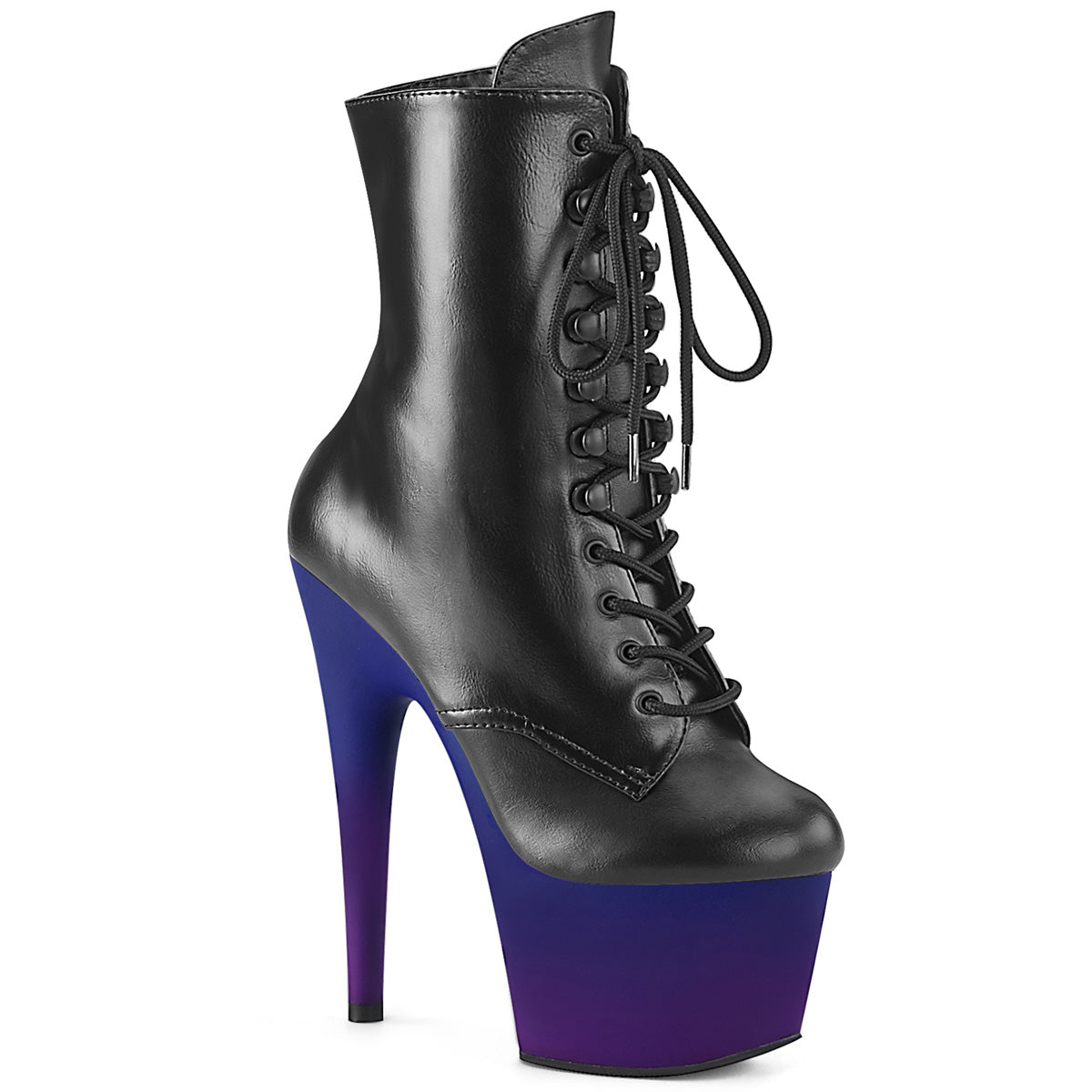 Pleaser Bottines pour femmes ADORE-1020bp Blk Faux Cuir / Blue-Purple Ombre