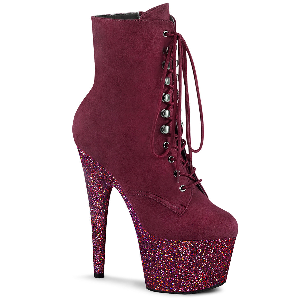 Pleaser Bottines pour femmes ADORE-1020fsmg Bourgogne F. Suede / Bourgogne Multi Mini Gltr