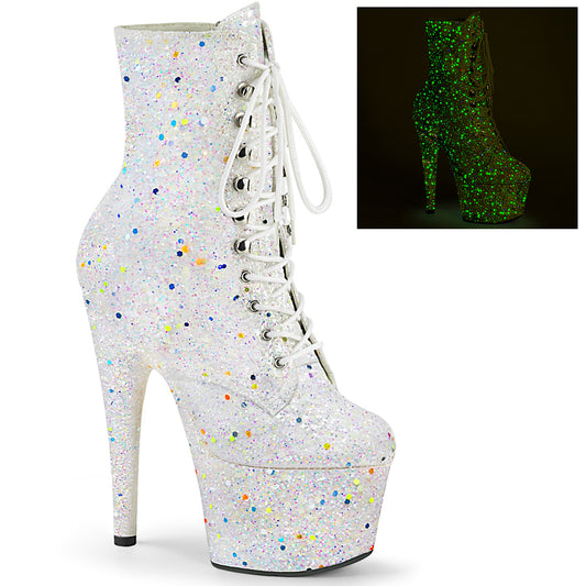 Pleaser Bottines pour femmes ADORE-1020GDLG Blanc Multi Glitter / Blanc Multi Glitter