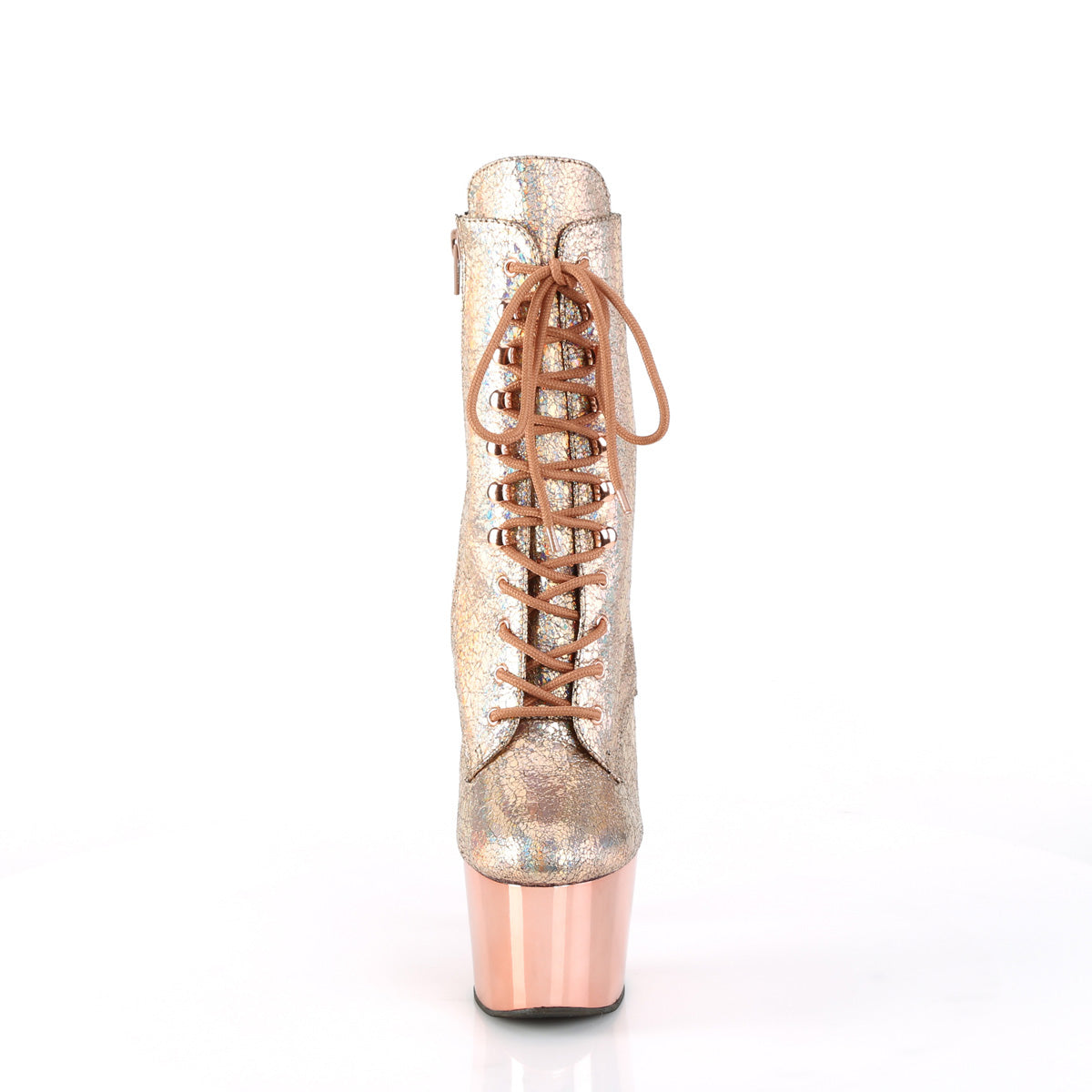 Pleaser Ankle Boots ADORE-1020HM Rose Gold Holo Metallic Pu/Rose Gold Chrome