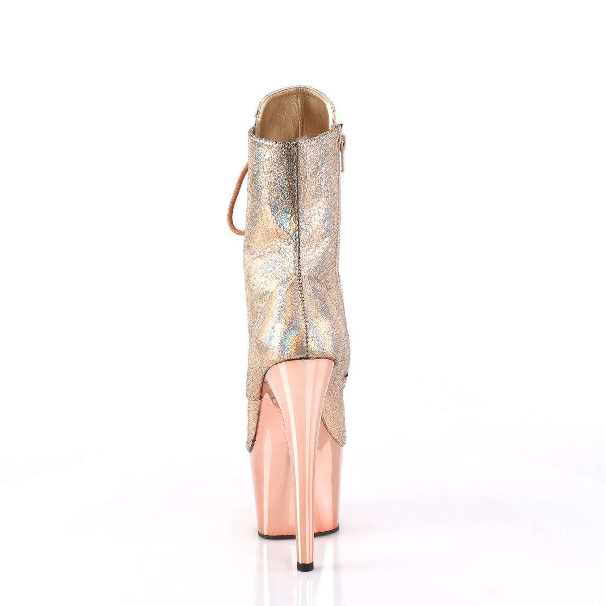 Pleaser Ankle Boots ADORE-1020HM Rose Gold Holo Metallic Pu/Rose Gold Chrome