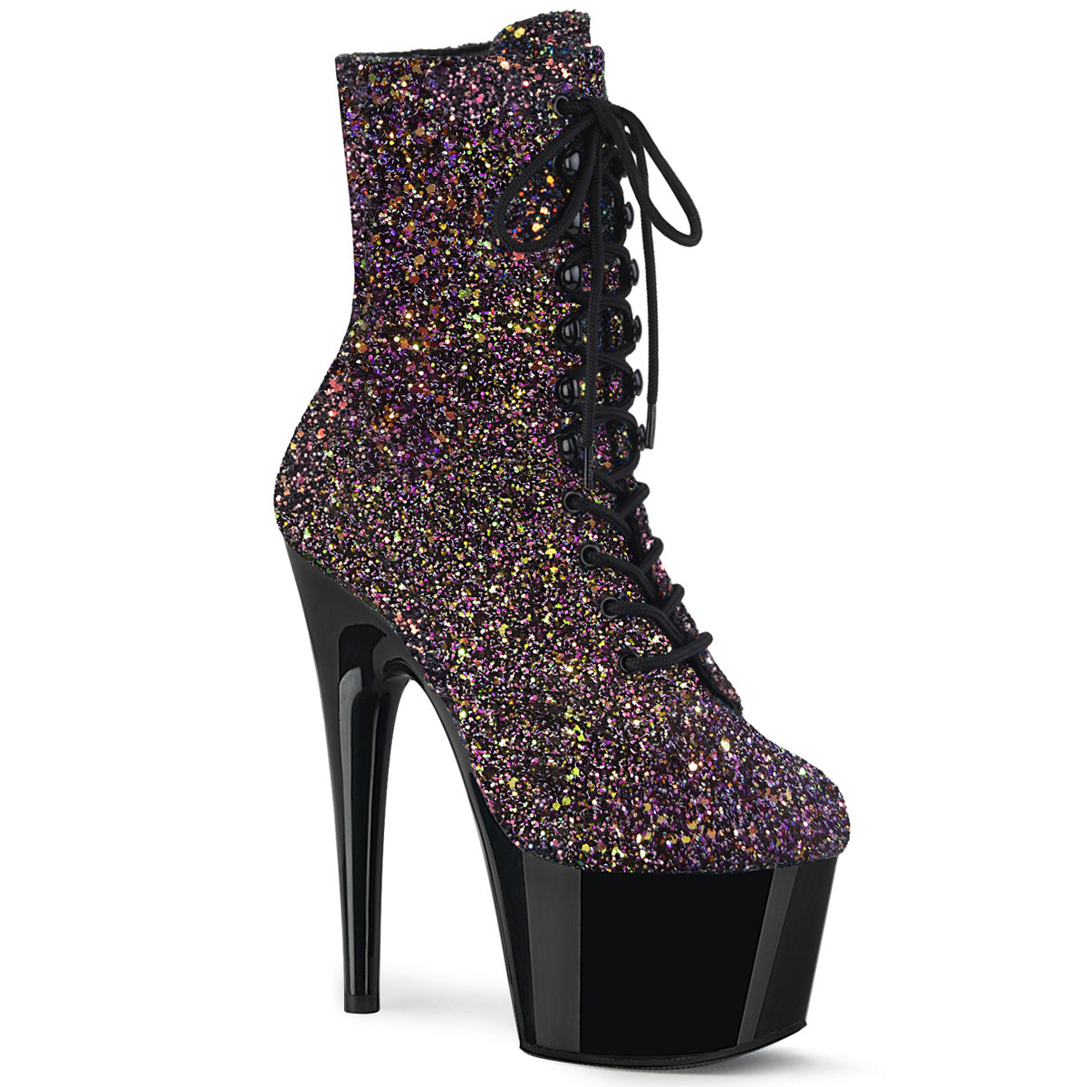 Pleaser Bottines pour femmes ADORE-1020LG Purple Multi Glitter / Blk