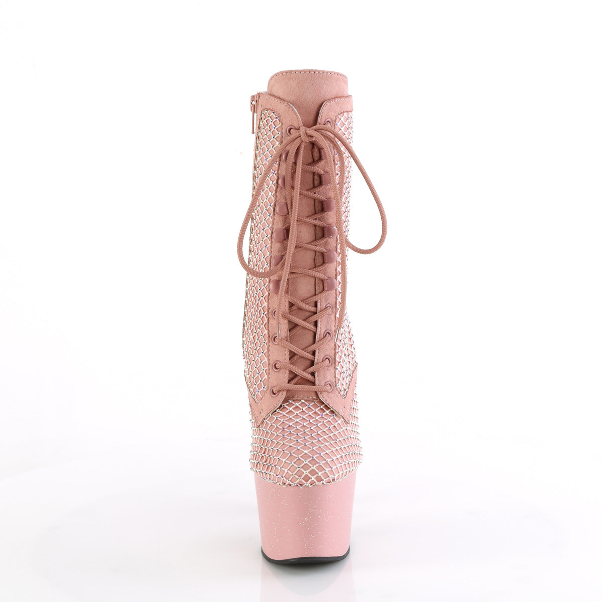 Pleaser Women's Platform Shoes ADORE-1020RM Salmon Pink Faux Suede-RS Mesh/B.Pink M.