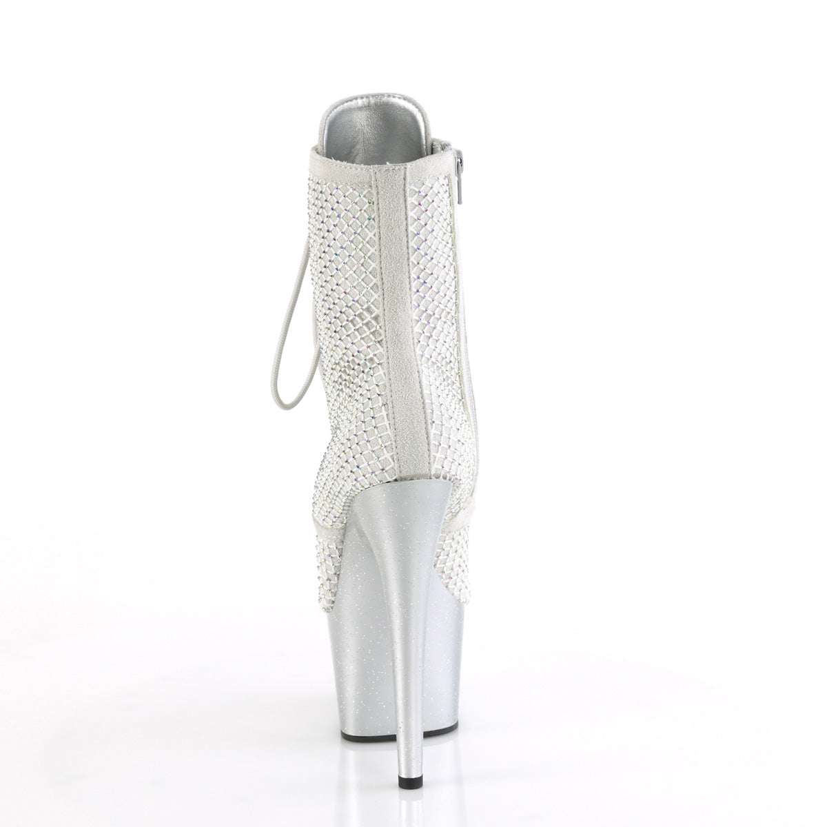 Pleaser Women's Platform Shoes ADORE-1020RM Silver Faux Sude-RS Mesh/Slv Matte