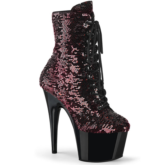 Pleaser Bottines pour femmes ADORE-1020SQ blk-rouge Flip Paillettes / blk