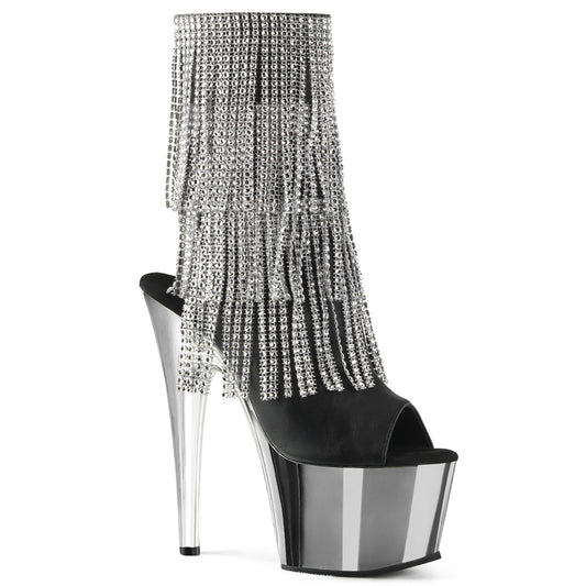 Pleaser Bottines pour femmes ADORE-1024RSF BLK FAUX cuir-SLV / SLV Chrome