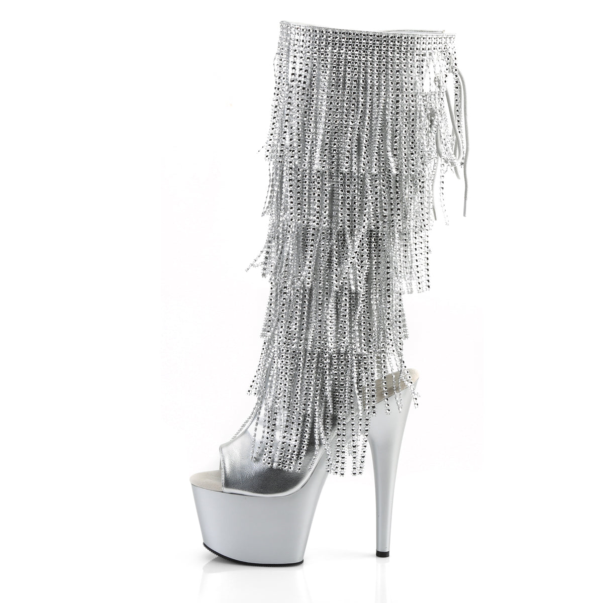 Pleaser Bottes pour femmes ADORE-2024RSF SLV METALLIQUE PU / SLV MATTE