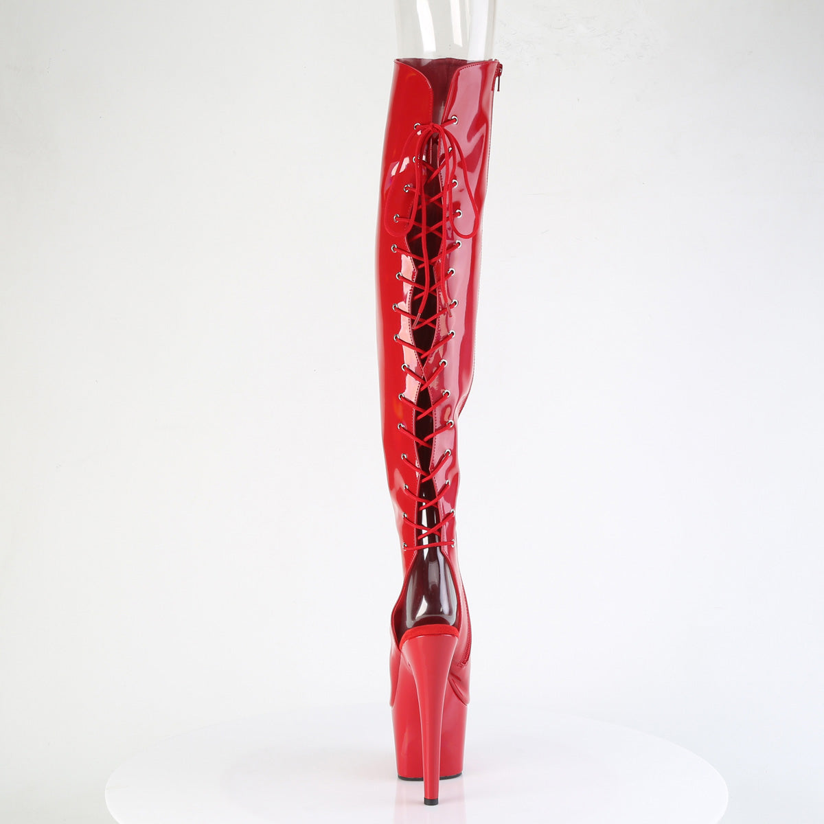 Pleaser Women's Platform Shoes ADORE-3019HWR Red Str. Holo/Red Holo