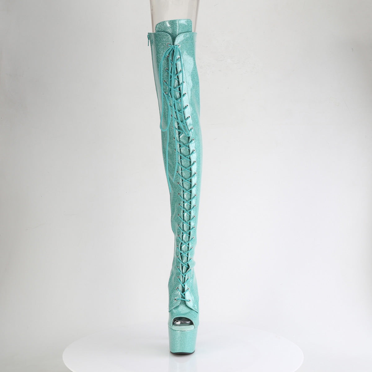 Pleaser Women's Platform Shoes ADORE-3021GP Aqua Glitter Pat/M