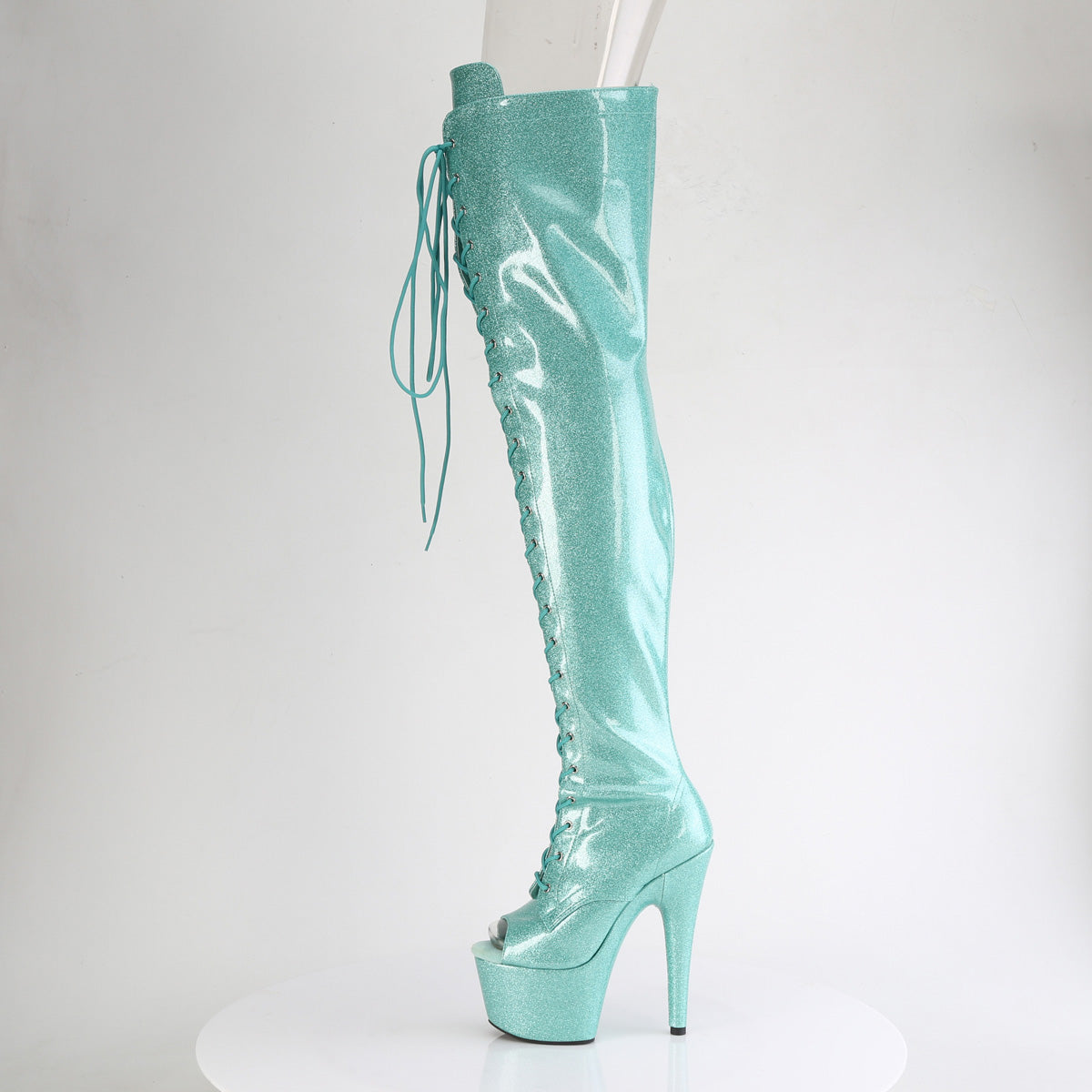 Pleaser Women's Platform Shoes ADORE-3021GP Aqua Glitter Pat/M