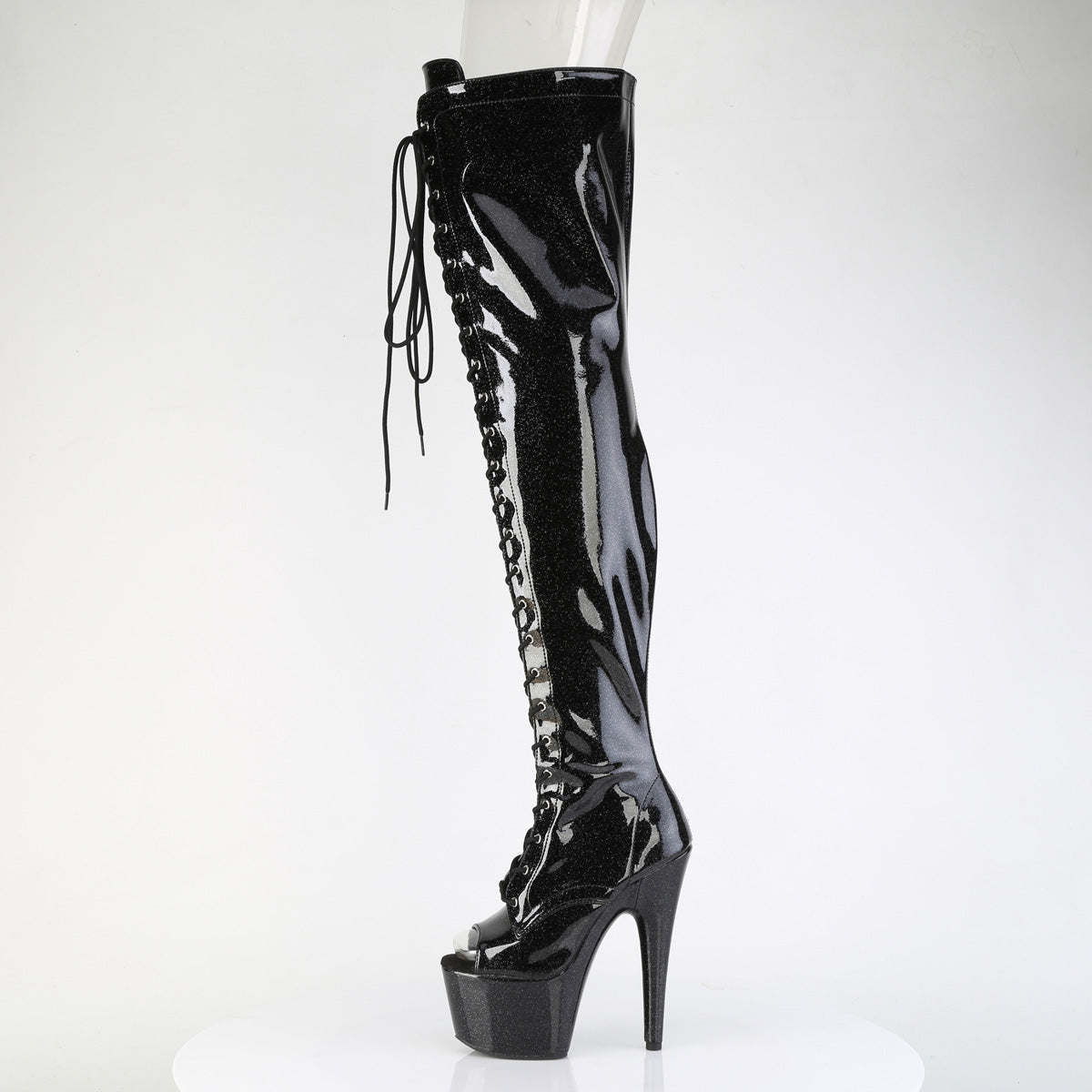 Pleaser Women's Platform Shoes ADORE-3021GP Blk Glitter Pat/M