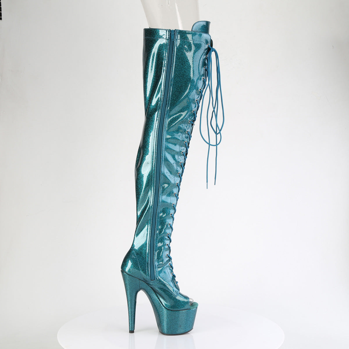 Pleaser Women's Platform Shoes ADORE-3021GP Teal Glitter Pat/M