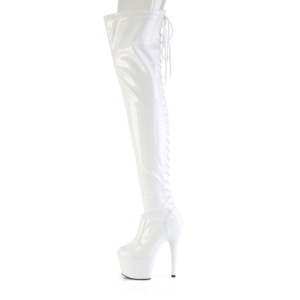 Pleaser Women's Platform Shoes ADORE-3850 Wht Str. Pat/Wht