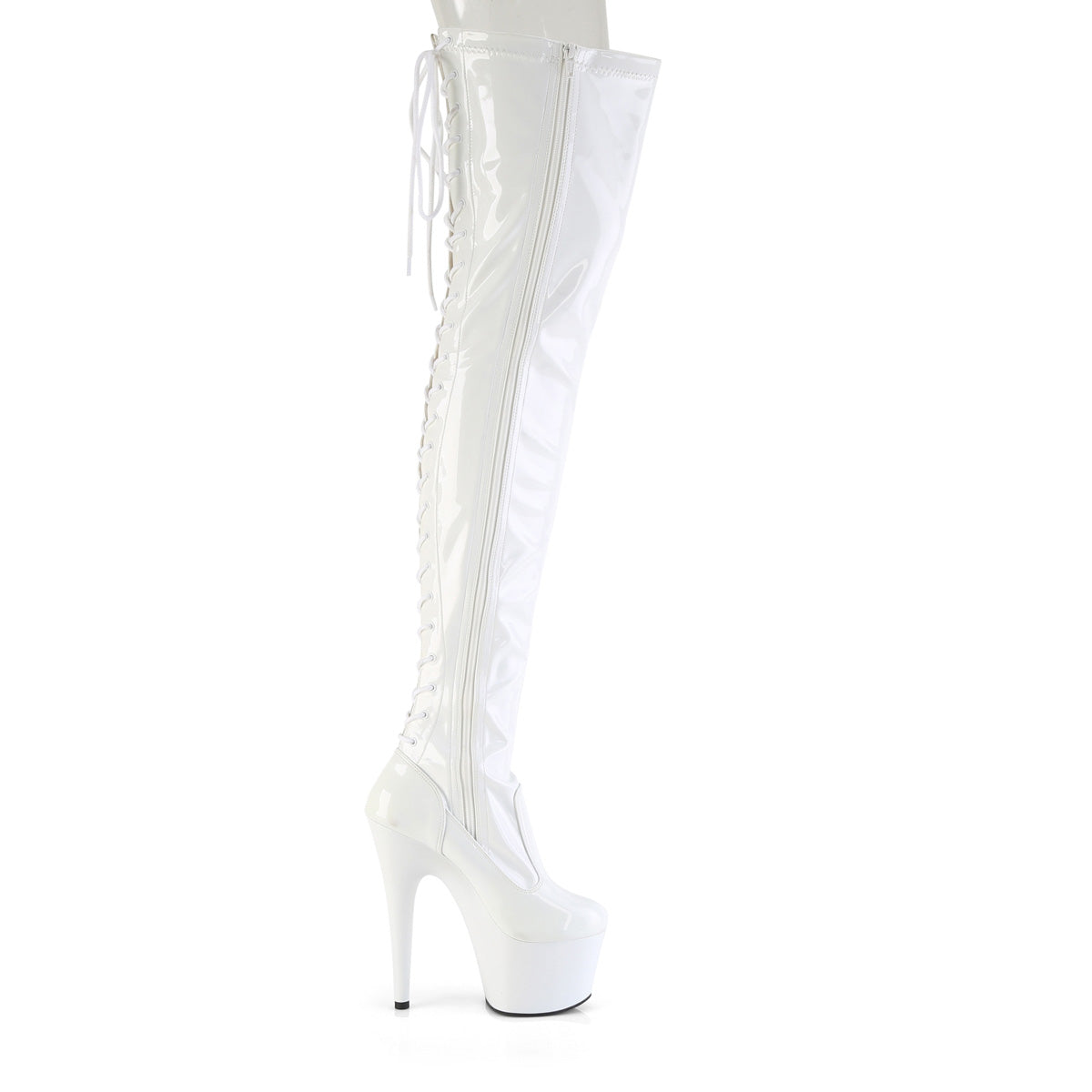 Pleaser Women's Platform Shoes ADORE-3850 Wht Str. Pat/Wht