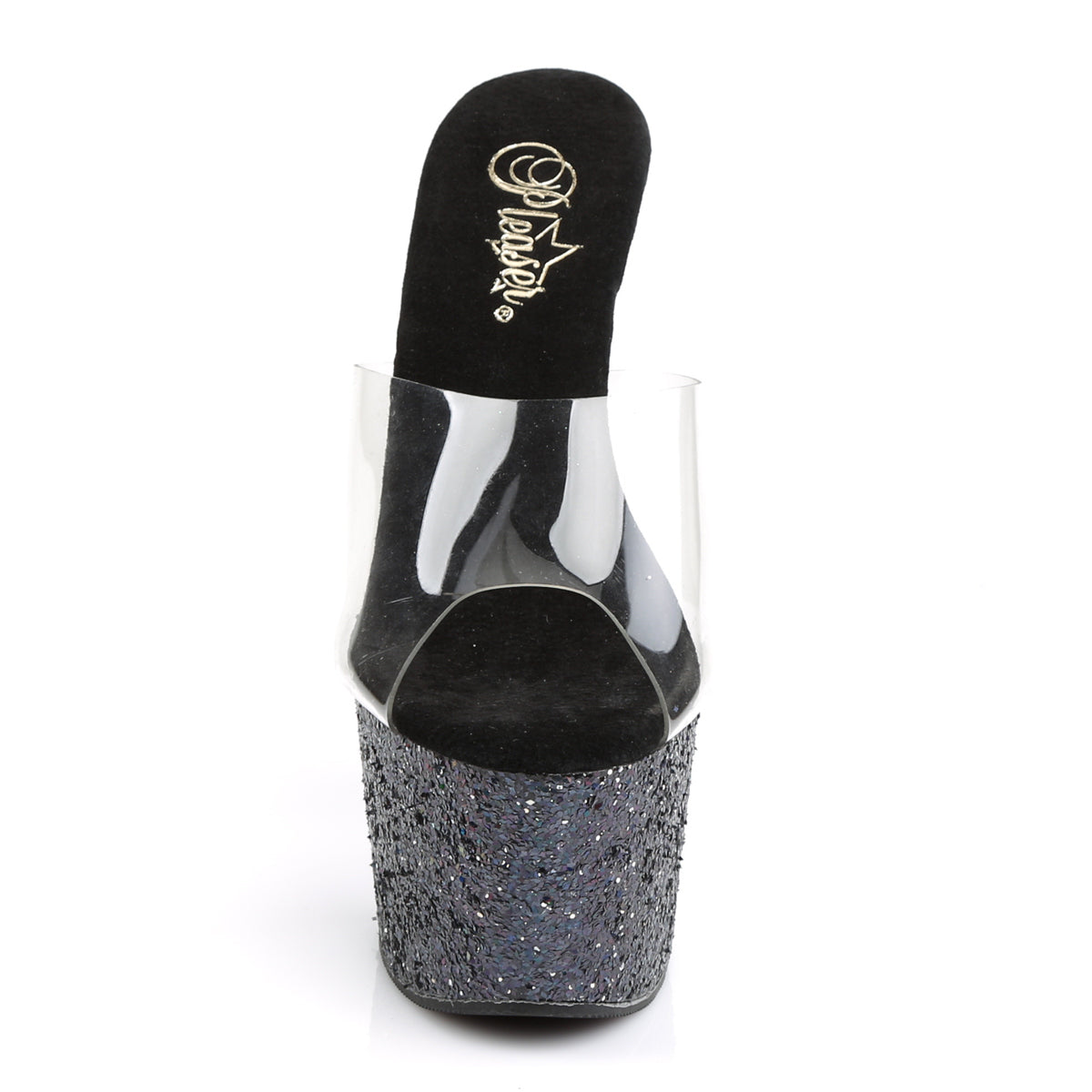 Pleaser Sandales pour femmes ADORE-701LG CLR / BLK HOLO GLITTER