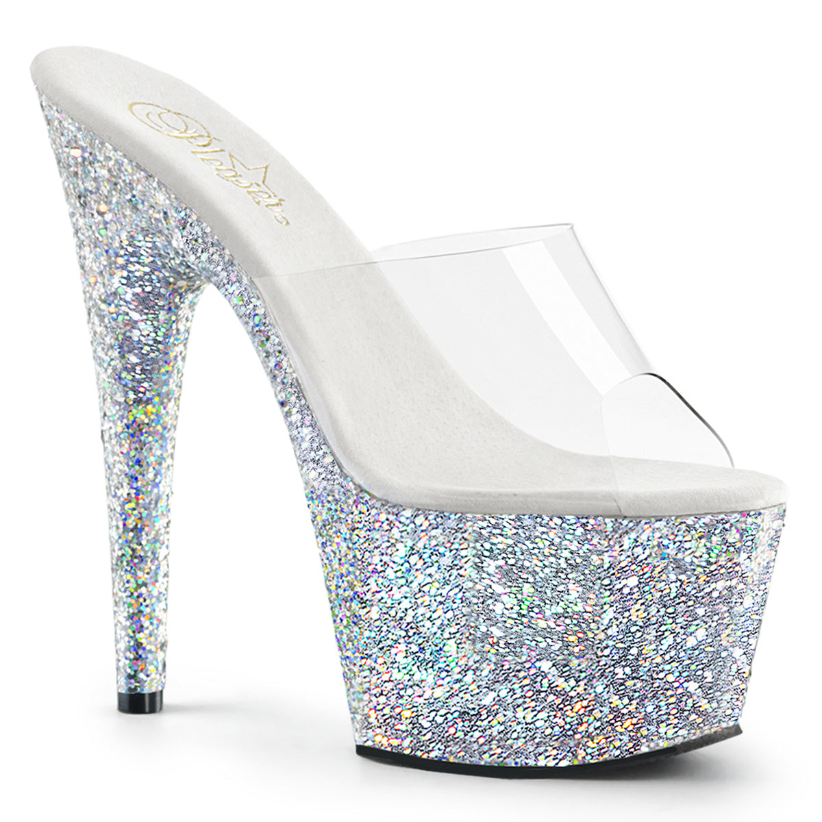 Pleaser Sandales pour femmes ADORE-701LG CLR / SLV MULTI GLTR