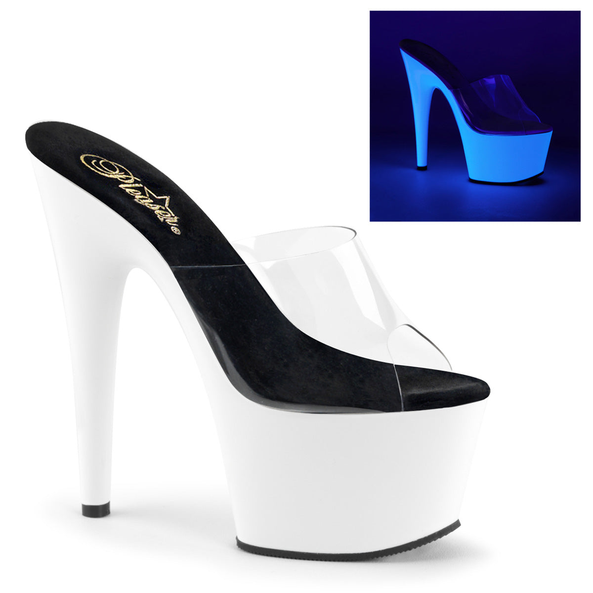 Pleaser Sandales pour femmes ADORE-701uv CLR / NEON WHT