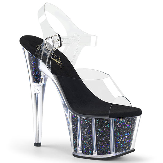 Pleaser Sandales pour femmes ADORE-708CG CLR / BLK Confetti Glitter
