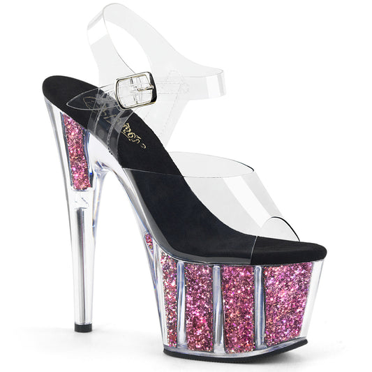 Pleaser Sandales pour femmes ADORE-708CG CLR / Pink Confetti Glitter