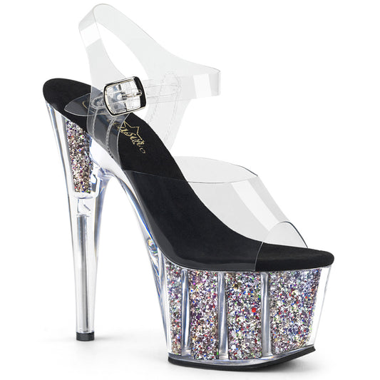 Pleaser Sandales pour femmes ADORE-708cg CLR / SLV Confetti Glitter