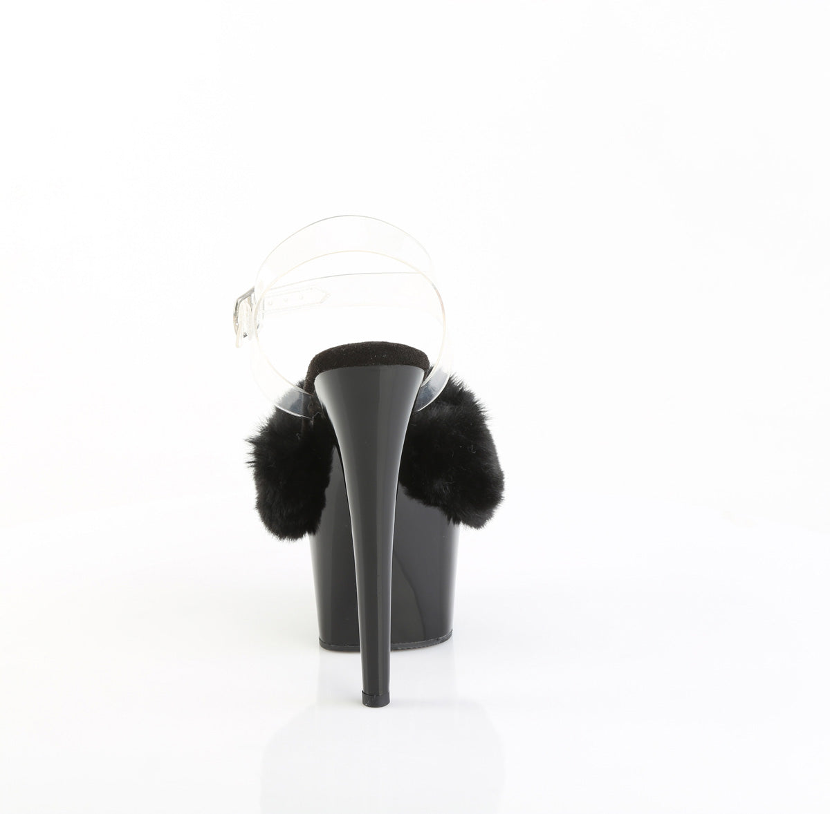 Pleaser Women's Platform Shoes ADORE-708FUR Blk Faux Fur-Clr TPU/Blk