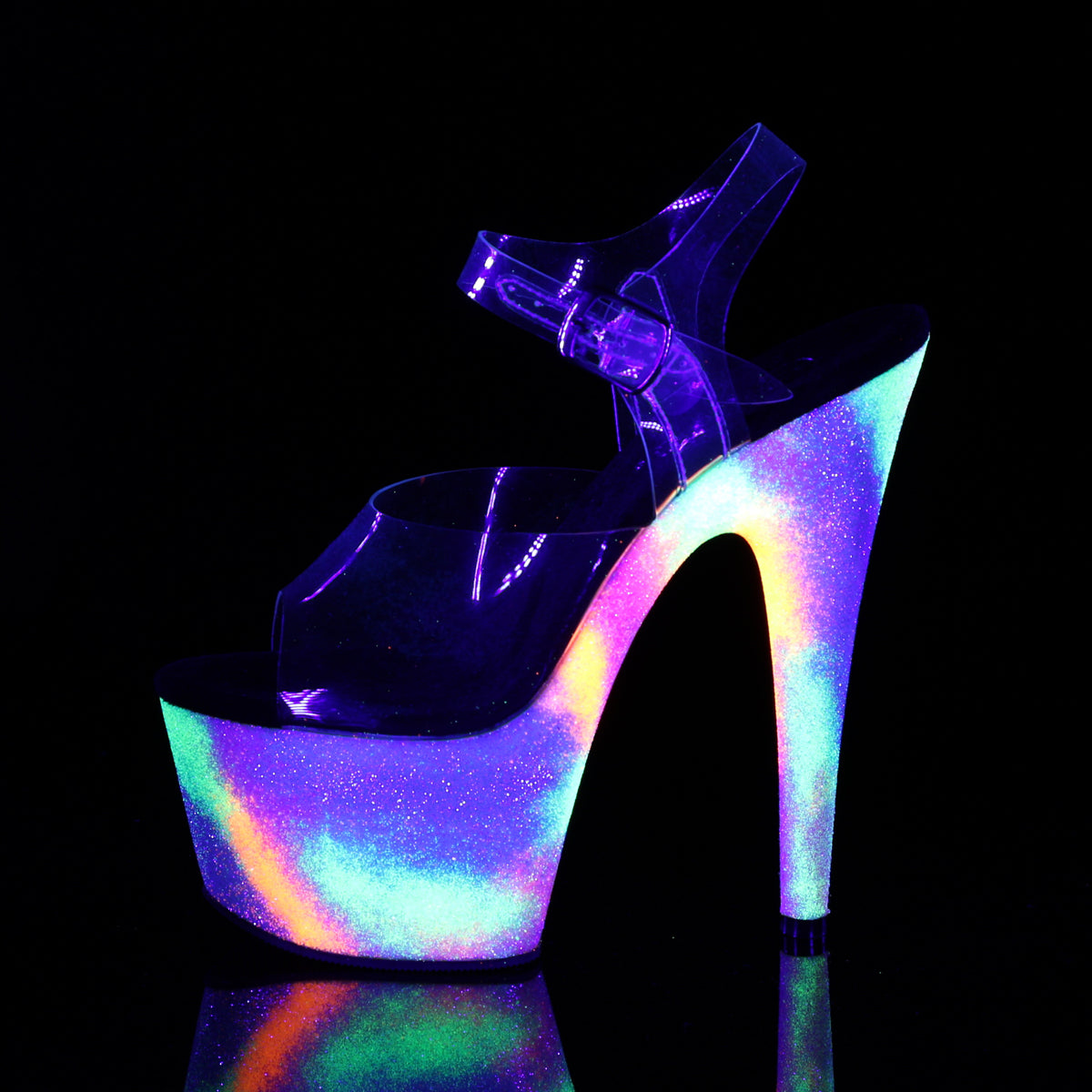 Pleaser Sandales pour femmes ADORE-708gxy CLR / Néon Galaxy Gallitter