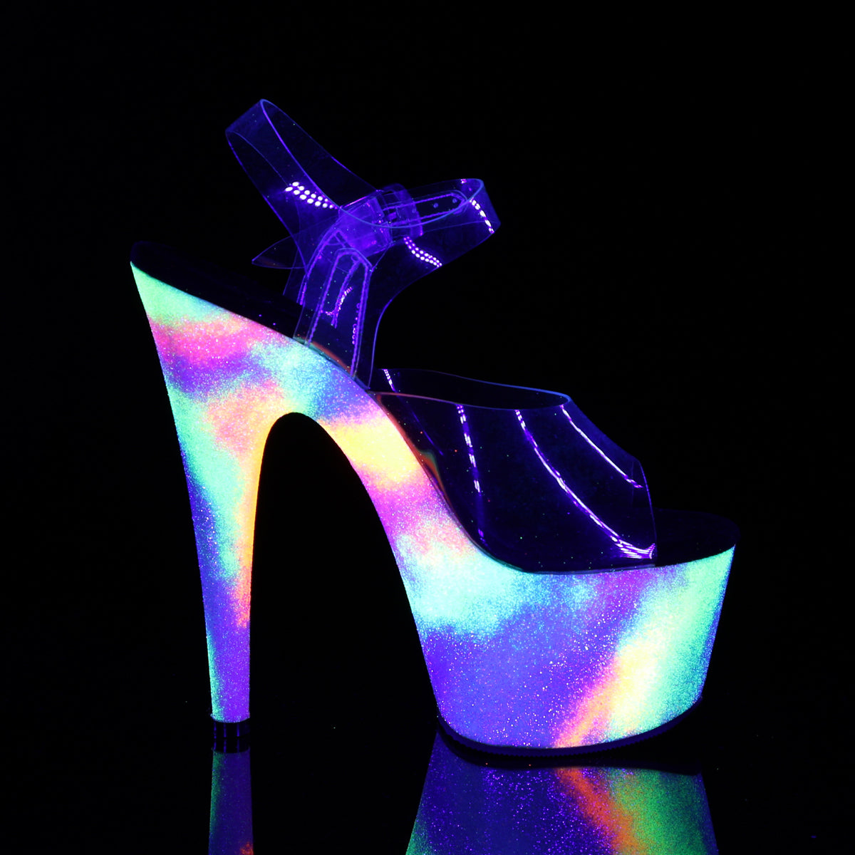 Pleaser Sandales pour femmes ADORE-708gxy CLR / Néon Galaxy Gallitter