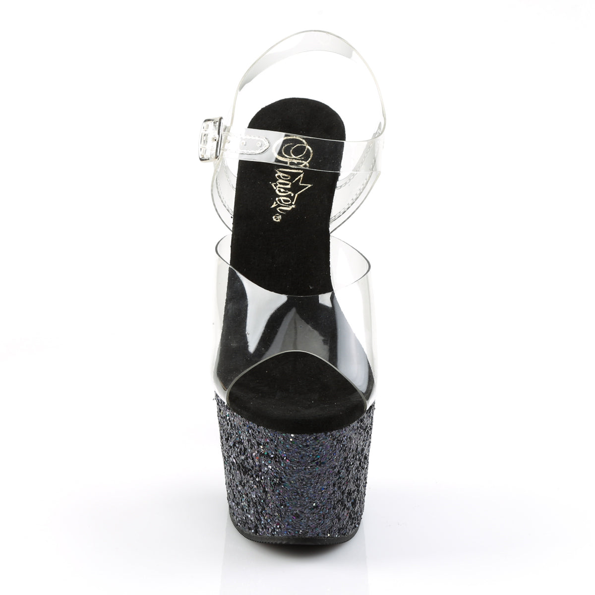 Pleaser Sandales pour femmes ADORE-708LG CLR / BLK MULTI GLITTER