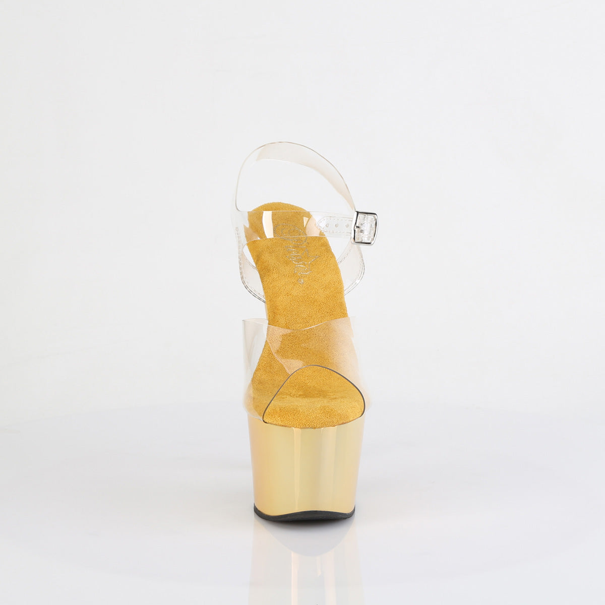 Pleaser Women's Platform Shoes ADORE-708LQ Clr/Liquid Gold Hologram