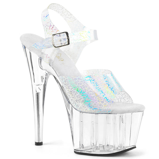 Pleaser Sandales pour femmes ADORE-708N-CK SLV Crackle Hologramme TPU / CLR