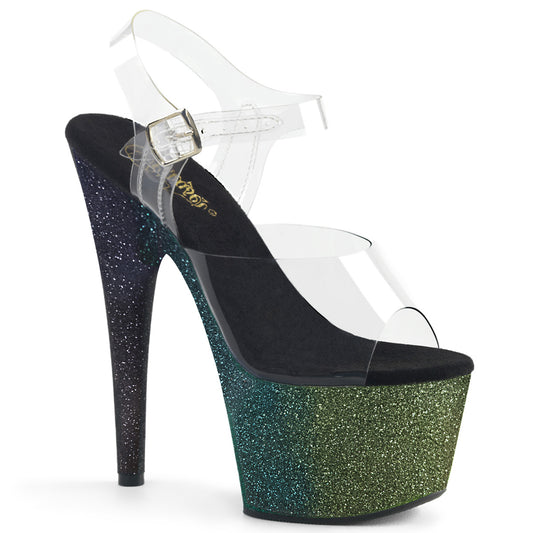 Pleaser Sandales pour femmes ADORE-708ombre CLR / Emerald-Poison-Blk ombre