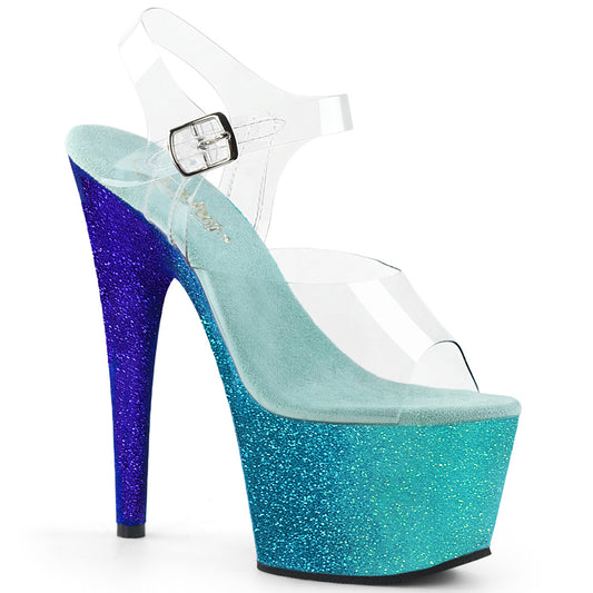 Pleaser Sandales pour femmes ADORE-708ombre CLR / Aqua-Blue Ombre