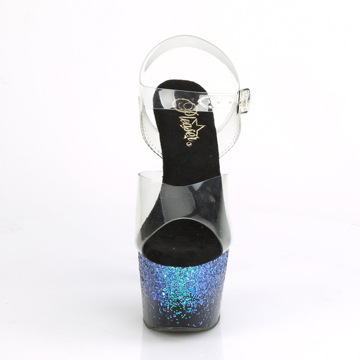 Pleaser Sandales pour femmes ADORE-708ss CLR / BLK-Bleu Multi Glitter