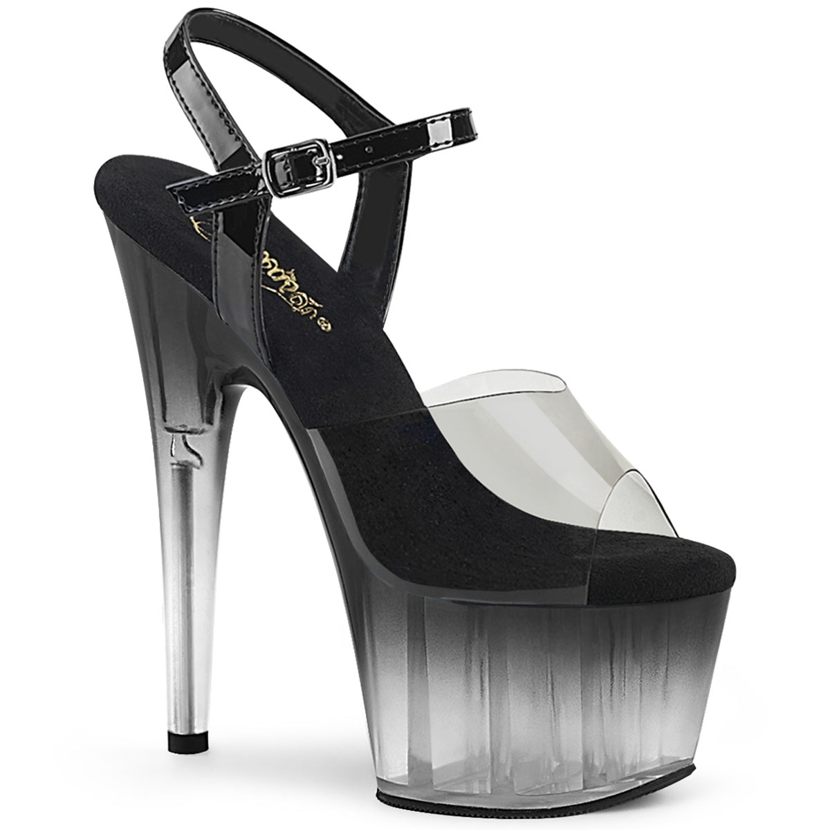 Pleaser Sandales pour femmes ADORE-708T-2 Smoke-Blk / Blk-CLR Ombre