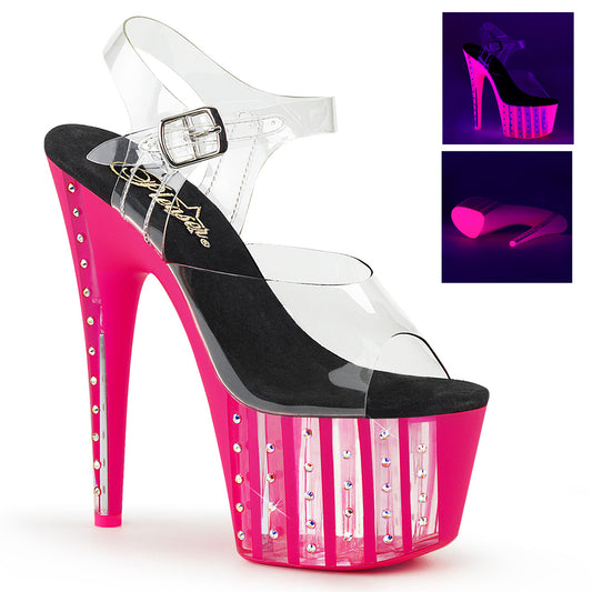 Pleaser Sandales pour femmes ADORE-708VLRS CLR / néon H. rose