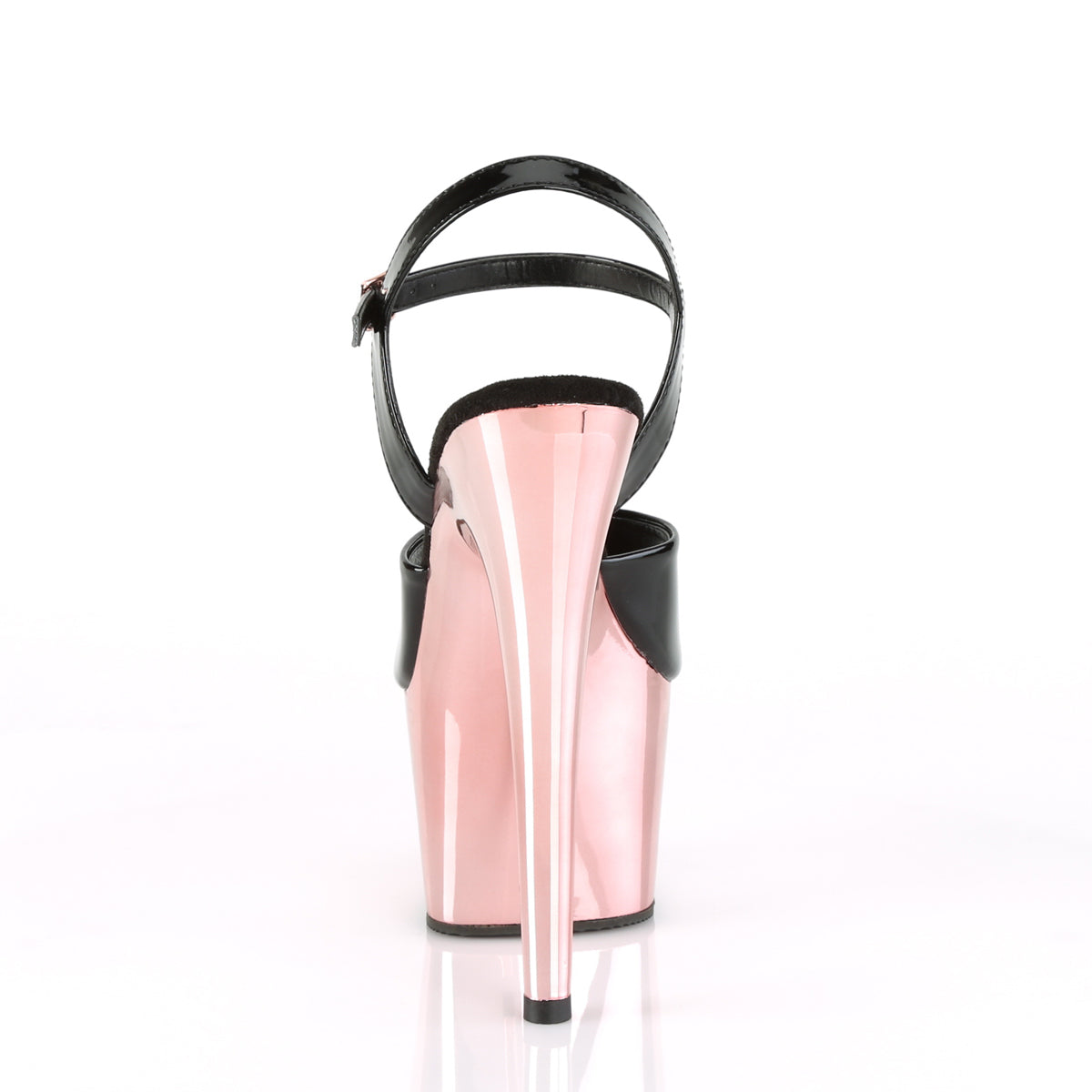 Pleaser Sandales pour femmes ADORE-709 Blk Pat / Rose Gold Chrome