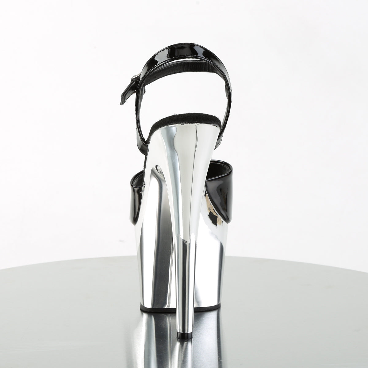 Pleaser Sandales pour femmes ADORE-709 Blk Pat / SLV Chrome
