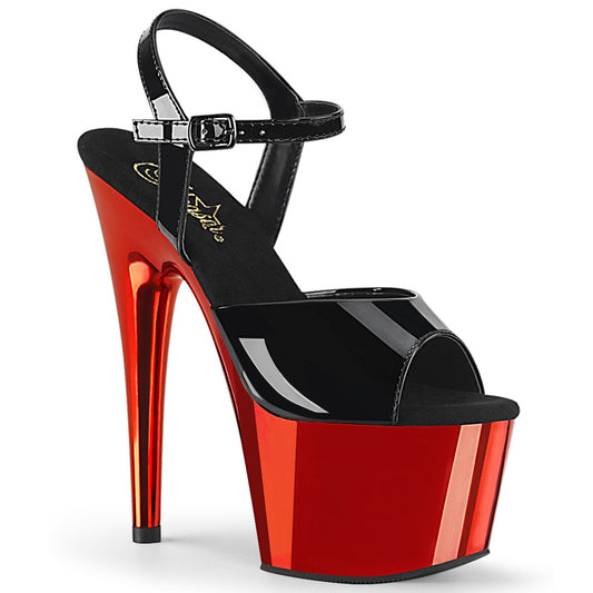Pleaser Sandales pour femmes ADORE-709 Blk Pat / Chrome rouge