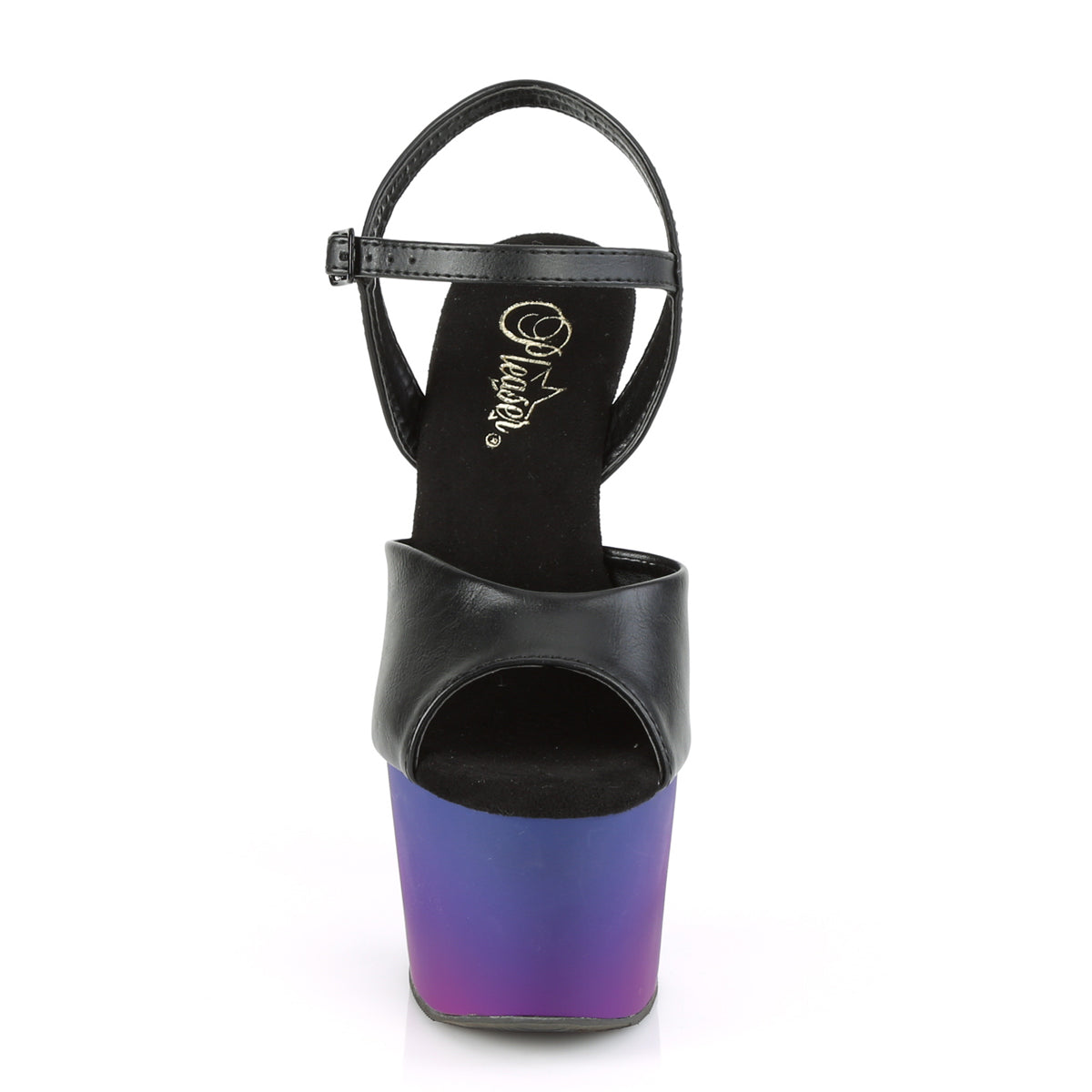 Pleaser Sandales pour femmes ADORE-709bp Blk Faux Cuir / Blue-Purple Ombre