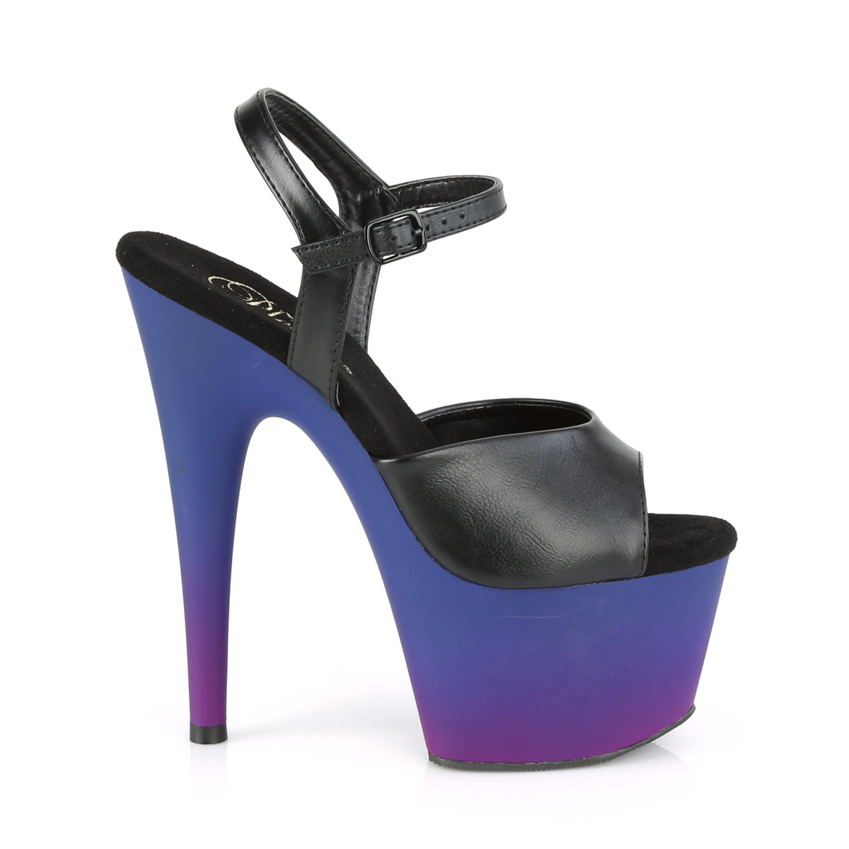 Pleaser Sandales pour femmes ADORE-709bp Blk Faux Cuir / Blue-Purple Ombre