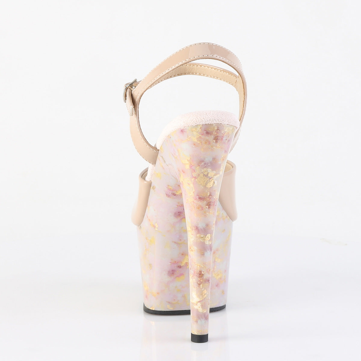 Pleaser Women's Platform Shoes ADORE-709MB Nude Pat/Blush-Gold Marble