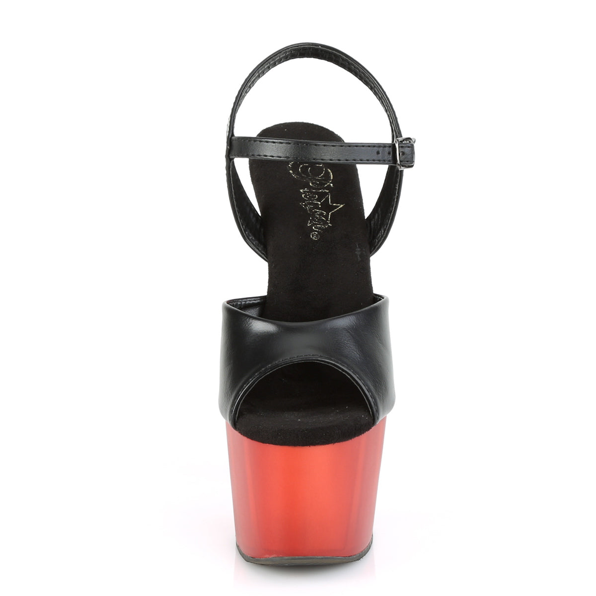 Pleaser Sandales pour femmes ADORE-709t Blk Faux Cuir / Rouge givré