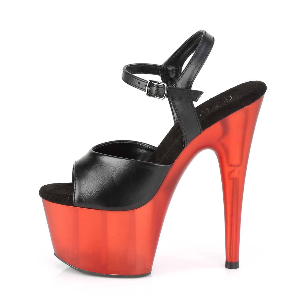 Pleaser Sandales pour femmes ADORE-709t Blk Faux Cuir / Rouge givré