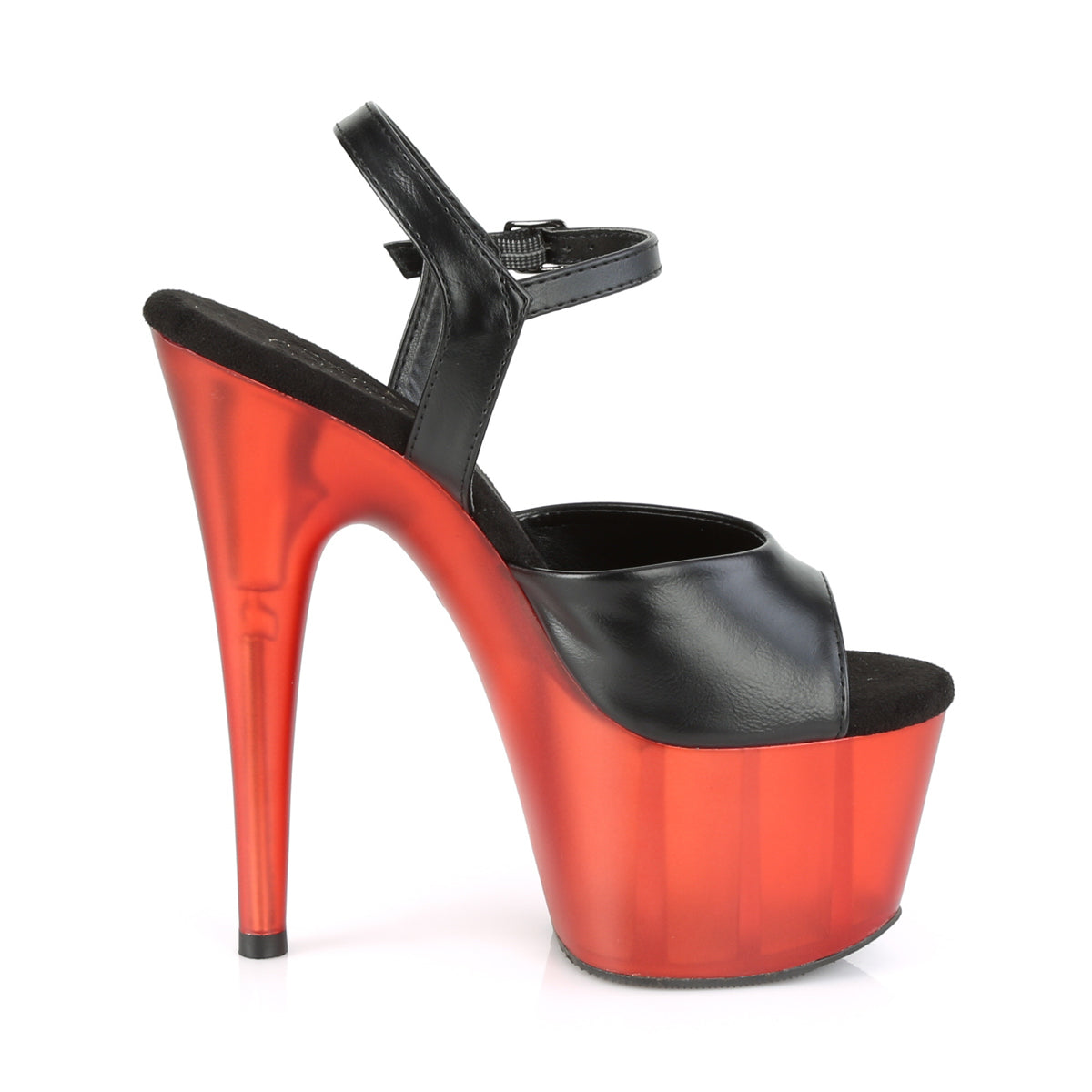 Pleaser Sandales pour femmes ADORE-709t Blk Faux Cuir / Rouge givré