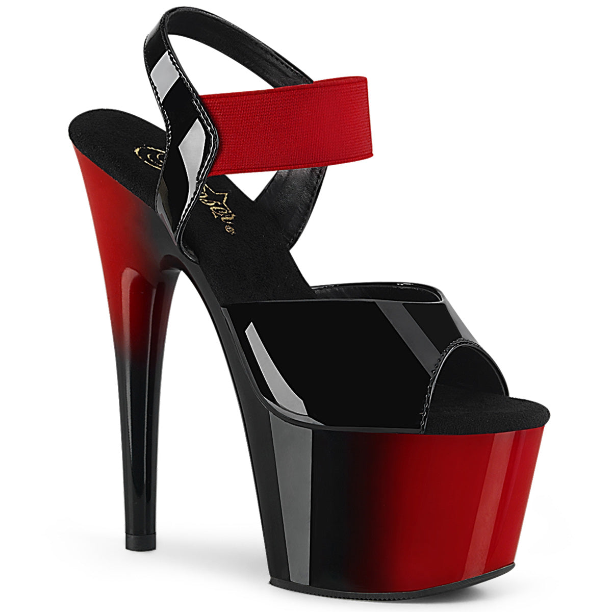 Pleaser Sandales pour femmes ADORE-714br BANDE ÉLASTIQUE PAT-ROUGE / RED-BLK