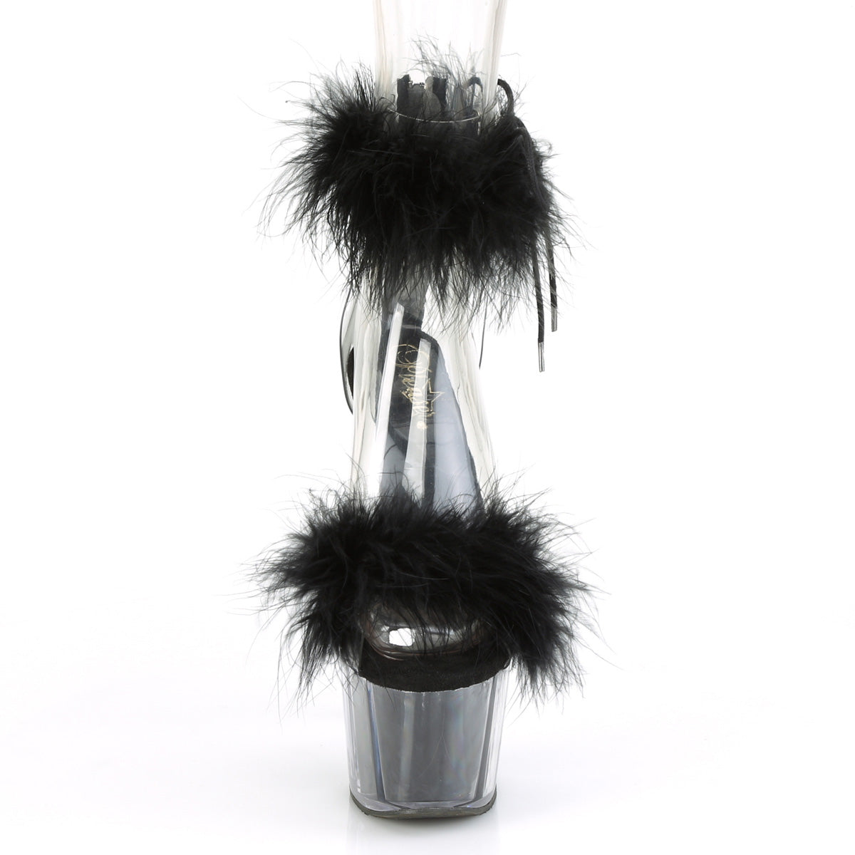 Pleaser Sandales pour femmes ADORE-724f CLR-BLK FUR / BLK FUR