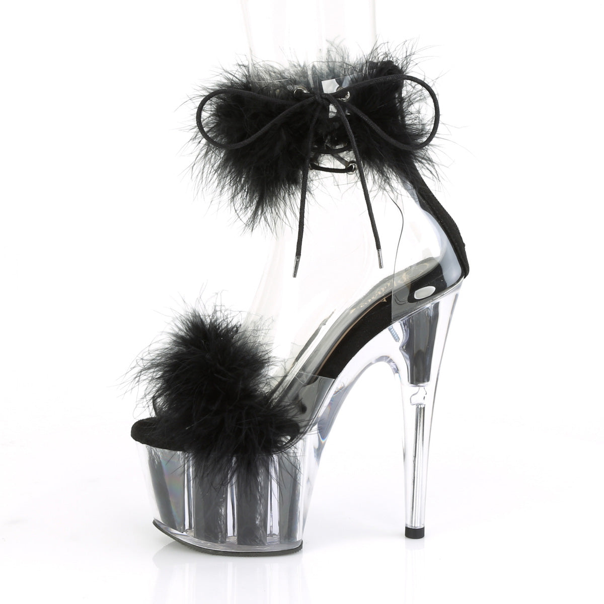 Pleaser Sandales pour femmes ADORE-724f CLR-BLK FUR / BLK FUR