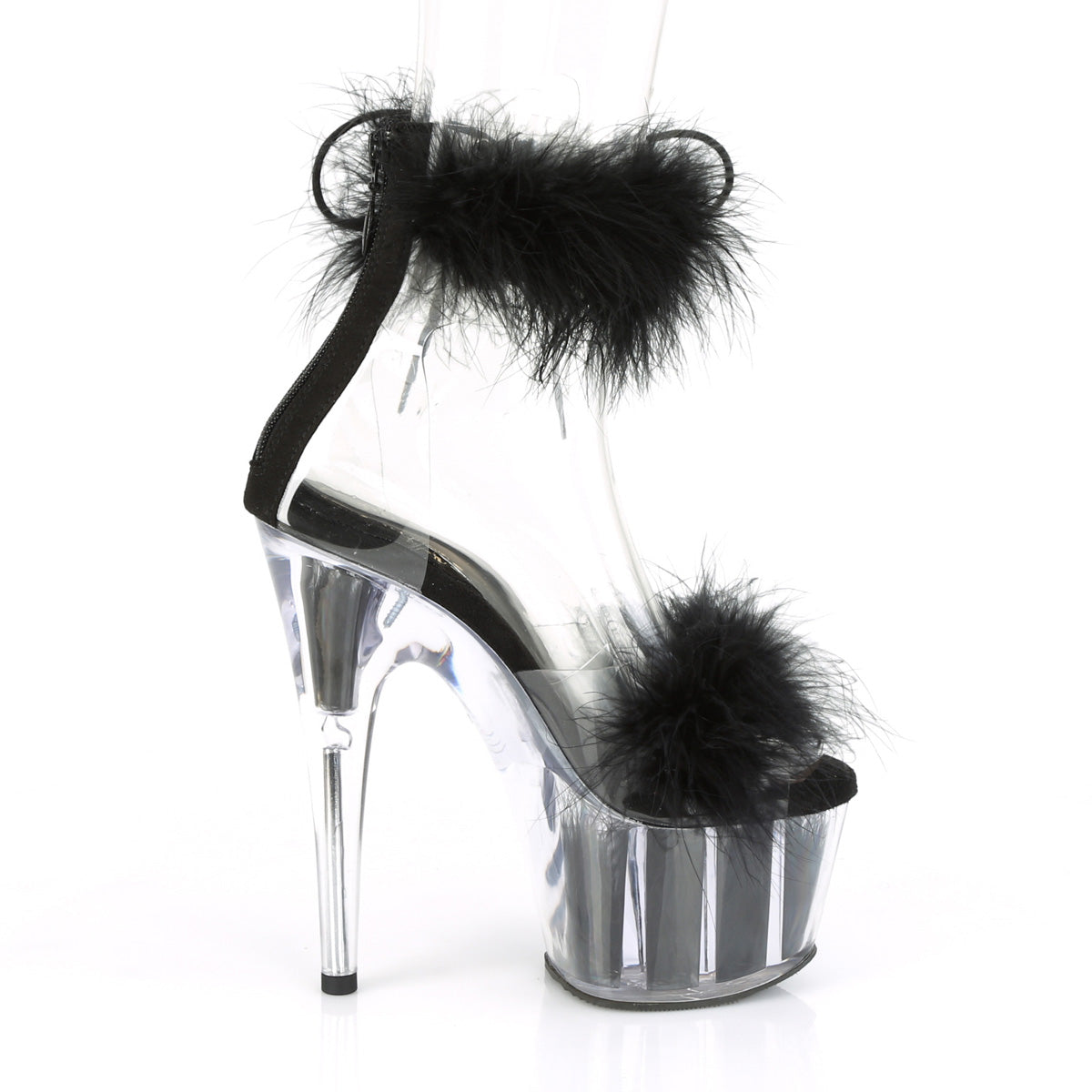 Pleaser Sandales pour femmes ADORE-724f CLR-BLK FUR / BLK FUR